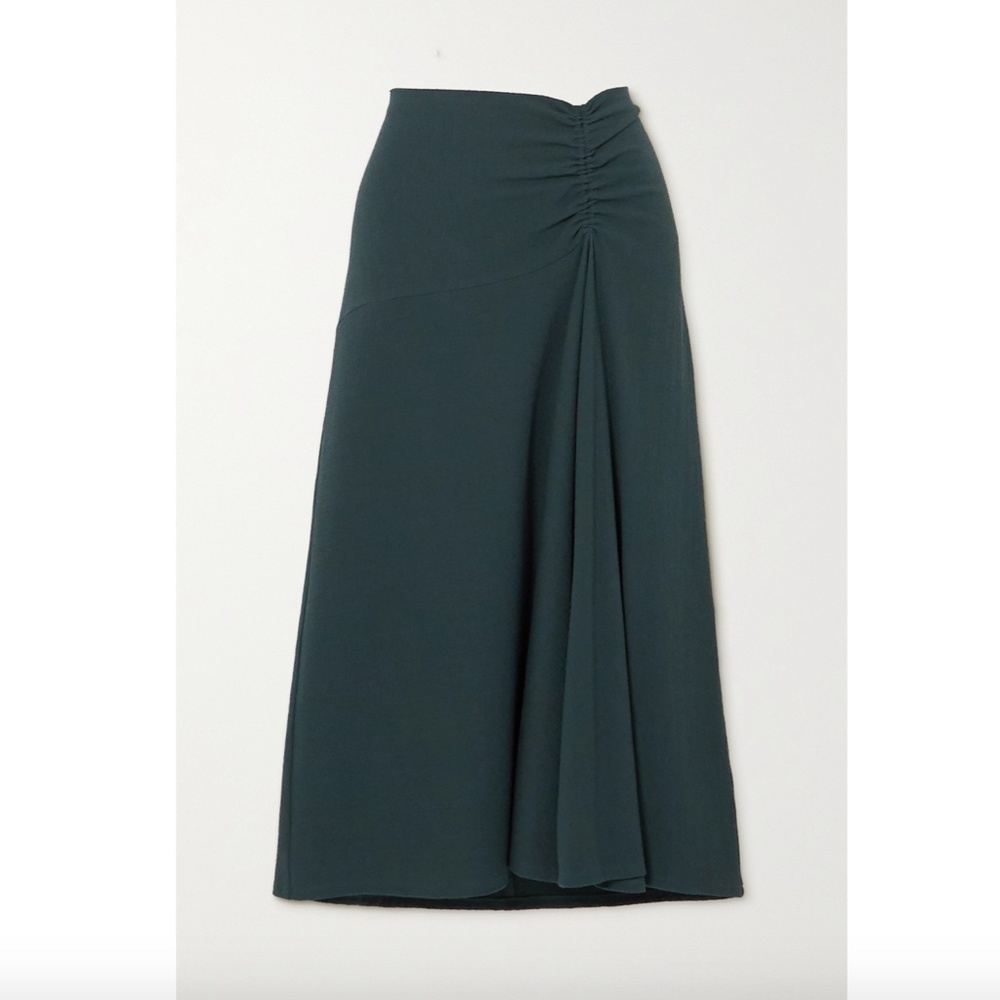 New Vince Ruched Crepe Midi Skirt - Picture 9 of 10